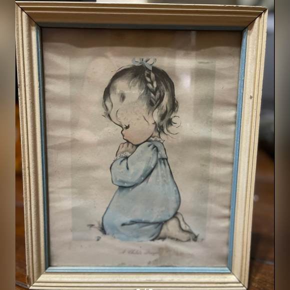 1970's " A Child's Prayer" Framed Art (SET) - Picture 3 of 9